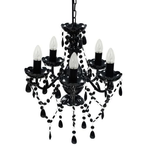 Lustre avec 5 ampoules Crystal noir - Photo n°2; ?>