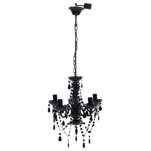 Lustre avec 5 ampoules Crystal noir - Photo n°3; ?>