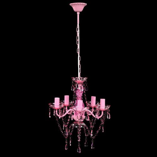 Lustre avec 5 ampoules Crystal rose - Photo n°2; ?>