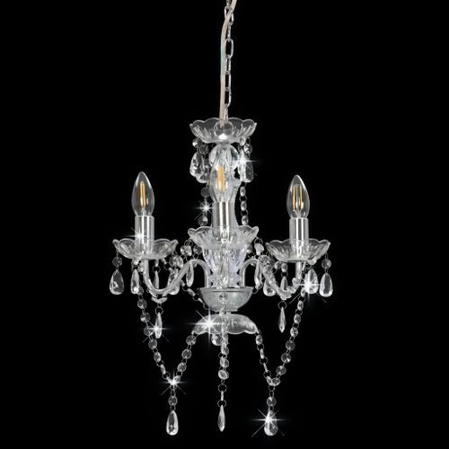 Lustre avec perles Argenté Rond 3 x E14 - Photo n°2; ?>