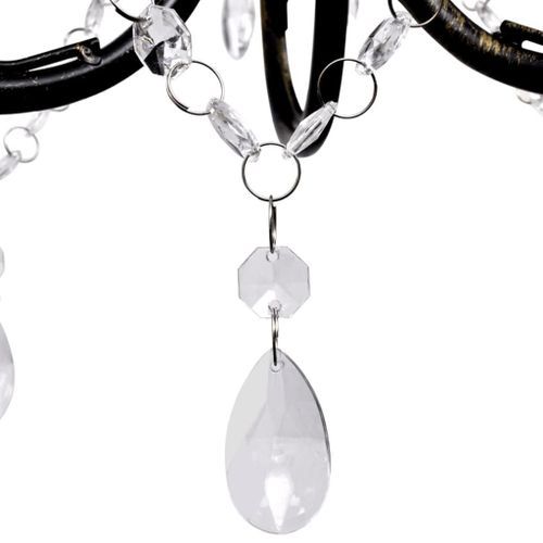 Lustre métal noir style art nouveau + perles crystal 3 x E14 Ampoules - Photo n°3; ?>