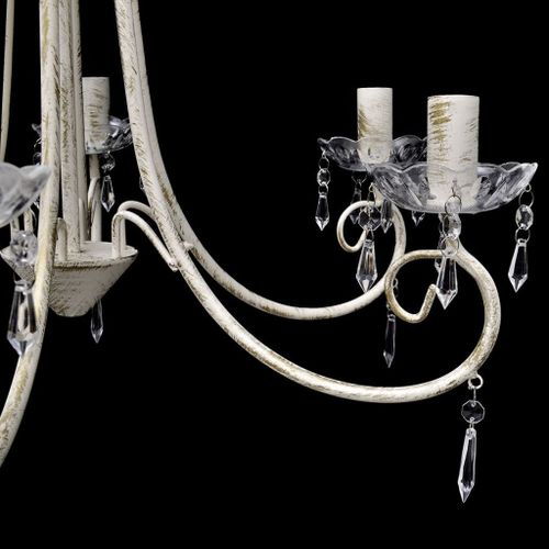 Lustre suspendu Blanc 6 douilles d'ampoule - Photo n°3; ?>