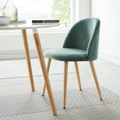 MACARON chaise de salle a manger - Velours vert - Scandinave - L 50 x P 50 cm - Photo n°3; ?>