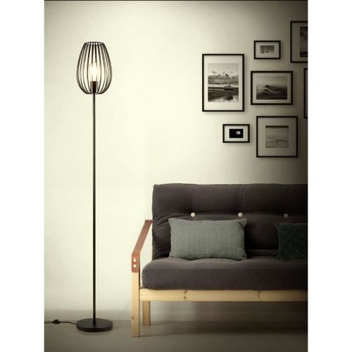 MADDY Lampadaire en métal - Ø 22 x H 160 cm - Noir - Ampoule LED Décorative fournie - Photo n°3; ?>