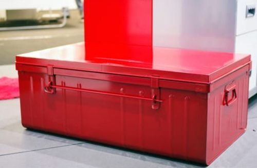 Malle de rangement métal rouge brillant Packaging - Photo n°2; ?>