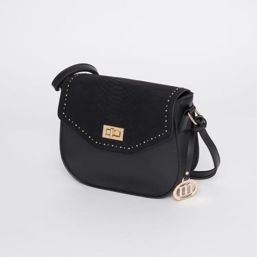 MANOUKIAN Sac a Main Irina Effet Croco Noir Femme - Photo n°2; ?>