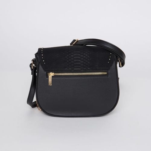 MANOUKIAN Sac a Main Irina Effet Croco Noir Femme - Photo n°3; ?>