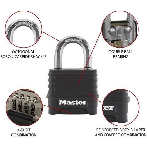 MASTER LOCK Cadenas Haute Sécurité [Combinaison] [Zinc] [Extérieur] M178EURD - Photo n°2; ?>