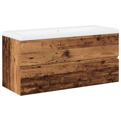 Meuble avec vasque intégrée vieux bois 101x39,5x49 cm - Photo n°2; ?>