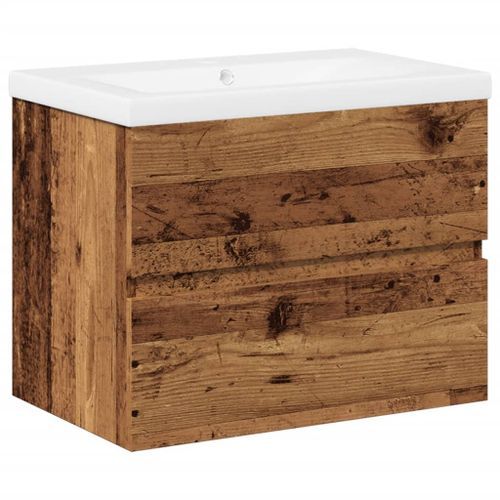 Meuble avec vasque intégrée vieux bois 61x39,5x49 cm - Photo n°2; ?>