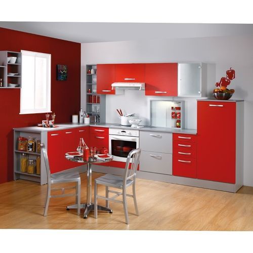 Meuble bas de cuisine 2 portes 2 tiroirs rouge Viva 80 cm - Photo n°2; ?>