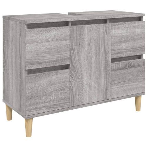 Meuble d'évier sonoma gris 80x33x60 cm bois d'ingénierie - Photo n°2; ?>