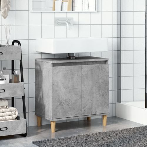 Meuble de lavabo gris béton 58x33x60 cm bois d'ingénierie - Photo n°3; ?>