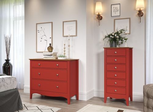 Meuble de rangement 3 tiroirs bois massif rouge et naturel Elisa - Photo n°2; ?>