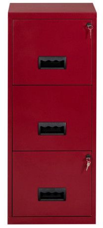 Meuble de rangement 3 tiroirs métal rouge nacré Mélys - Photo n°3; ?>