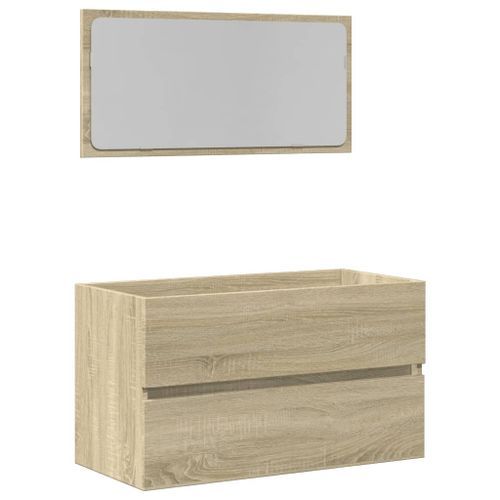 Meuble de salle de bain avec miroir chêne sonoma 80x38,5x45 cm - Photo n°2; ?>