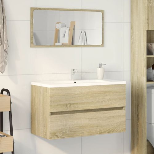 Meuble de salle de bain avec miroir chêne sonoma 80x38,5x45 cm - Photo n°3; ?>