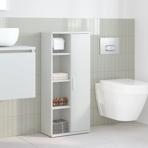 Meuble de salle de bain avec porte-rouleau blanc 39x22x90 cm - Photo n°3; ?>