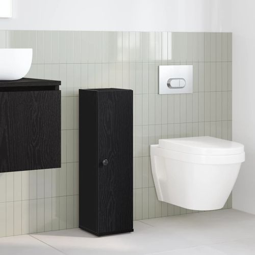 Meuble de salle de bain avec porte-rouleau noir 20,5x22x72 cm - Photo n°3; ?>