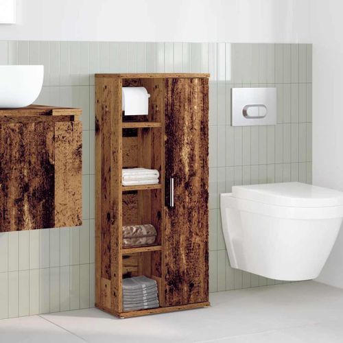 Meuble de salle de bain avec porte-rouleau vieux bois - Photo n°3; ?>