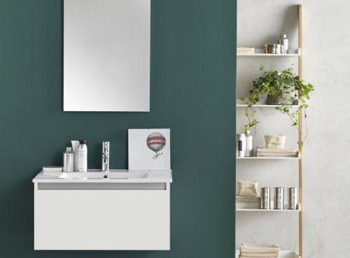Meuble de salle de bain bois laqué blanc 1 tiroir Teph L 70 cm - Photo n°3; ?>
