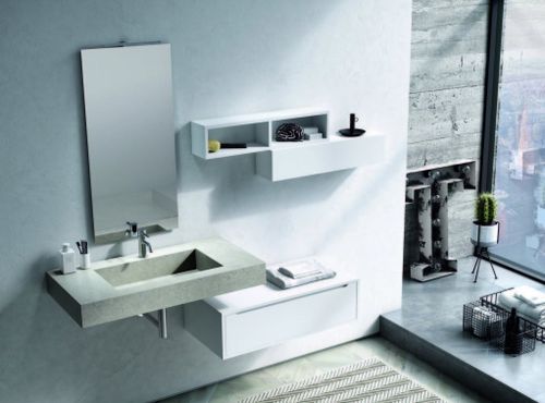 Meuble de salle de bain laqué blanc mat 1 tiroir Selb L 90 cm - Photo n°2; ?>