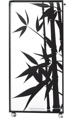 Meuble informatique à rideau noir imprimé bambous Orga 140 cm - Photo n°2; ?>