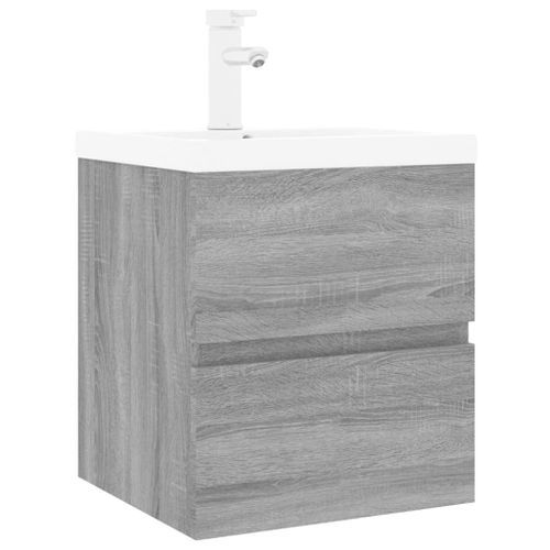 Meuble lavabo avec bassin intégré Sonoma gris Bois d'ingénierie - Photo n°2; ?>