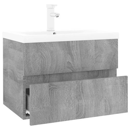 Meuble lavabo avec bassin intégré Sonoma gris Bois d'ingénierie - Photo n°3; ?>