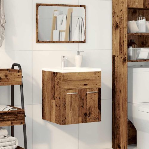 Meuble lavabo de salle de bain vieux bois bois d'ingénierie - Photo n°3; ?>