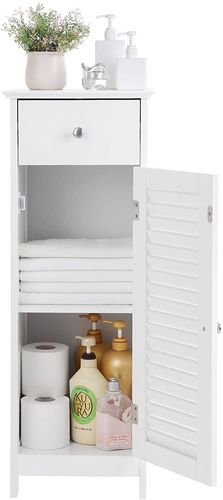Meuble salle de bain bois blanc 1 tiroir et 2 casiers persiennes - Photo n°2; ?>