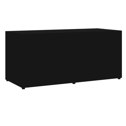 Meuble TV 1 porte 2 tiroirs bois noir brillant Ressi 80 cm - Photo n°2; ?>