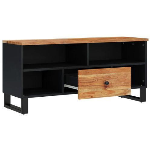 Meuble TV 100x33x46 cm bois d'acacia solide et d'ingénierie - Photo n°3; ?>