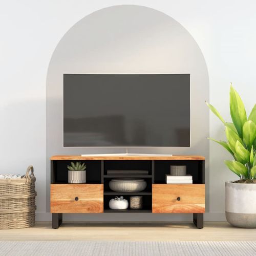 Meuble TV 100x33x46 cm bois d'acacia solide et d'ingénierie - Photo n°2; ?>