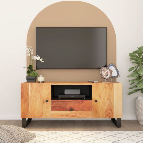 Meuble TV 105x33,5x46 cm bois d'acacia solide et d'ingénierie - Photo n°2; ?>