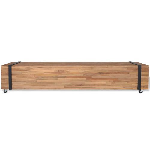 Meuble TV 110x30x32,5 cm Bois de teck massif - Photo n°3; ?>