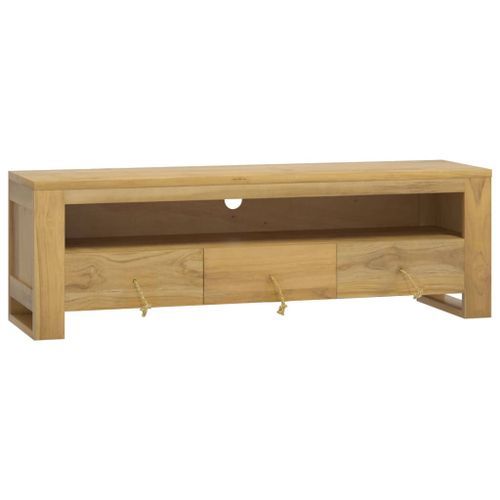 Meuble TV 110x30x35 cm Bois de teck solide - Photo n°2; ?>