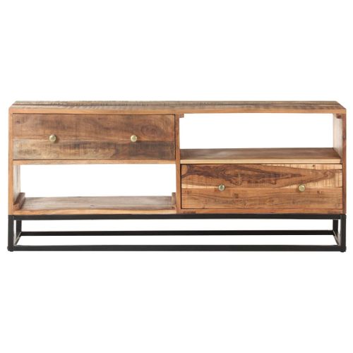 Meuble TV 120x30x50 cm Bois d'acacia brut - Photo n°2; ?>