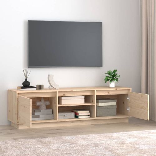 Meuble TV 140x35x40 cm Bois de pin massif - Photo n°3; ?>