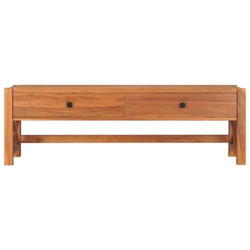 Meuble TV 140x40x45 cm Bois de teck recyclé 2 - Photo n°3; ?>