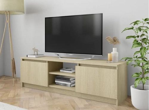 Meuble TV 2 portes bois chêne clair Conan 120 cm - Photo n°2; ?>