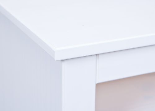 Meuble TV 2 tiroirs 1 niche pin massif blanc Prince 118 cm - Photo n°3; ?>