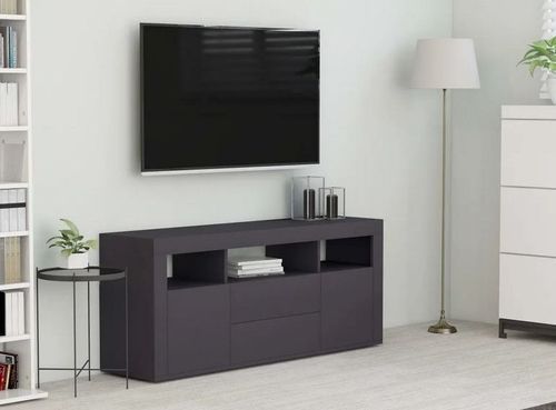 Meuble TV 2 tiroirs 2 portes bois gris Icina 120 cm - Photo n°3; ?>