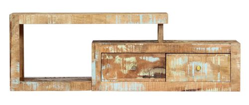 Meuble TV 2 tiroirs bois massif recyclé clair Bill - Photo n°2; ?>
