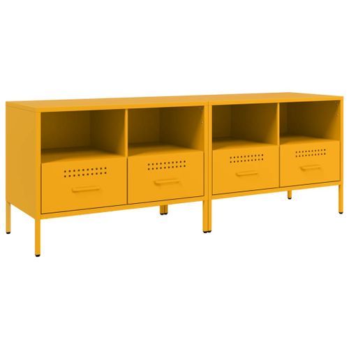 Meuble TV 2pcs jaune moutarde 68x39x50,5cm acier laminé à froid - Photo n°2; ?>