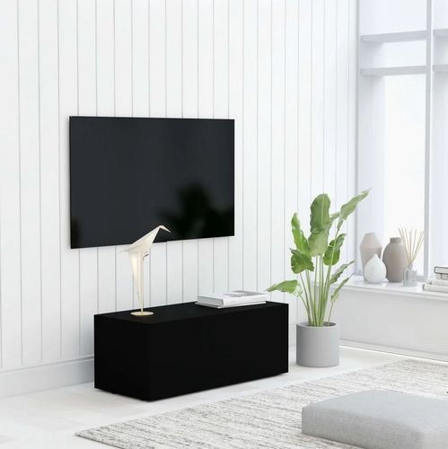 Meuble TV 3 tiroirs bois noir Onic 80 cm - Photo n°3; ?>