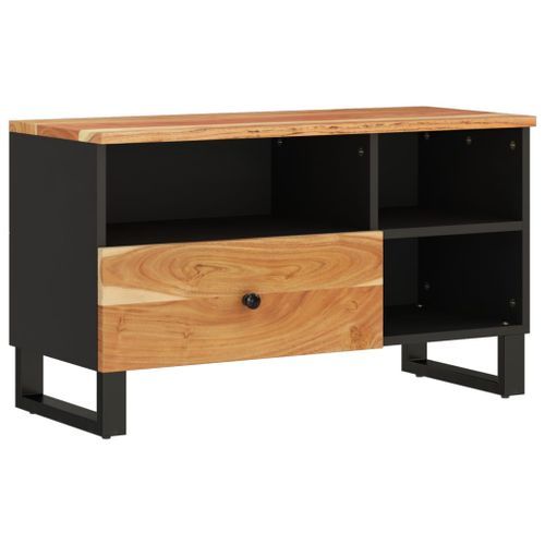 Meuble TV 80x33x46 cm bois d'acacia solide et bois d'ingénierie - Photo n°3; ?>