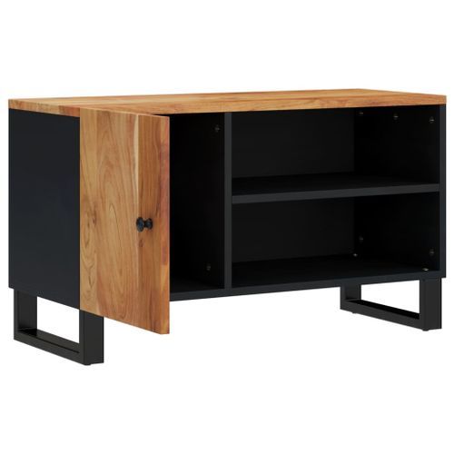 Meuble TV 80x33x46 cm bois d'acacia solide et d'ingénierie - Photo n°3; ?>