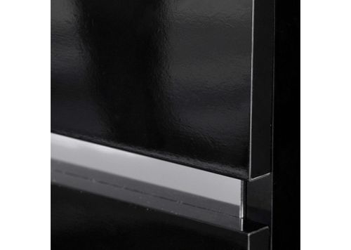 Meuble TV à LED 2 portes bois laqué noir Kiela - Photo n°3; ?>