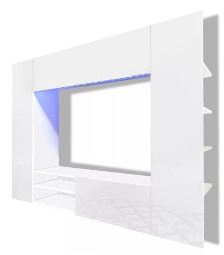 Meuble TV à LED bois blanc brillant Glamourous - Photo n°2; ?>